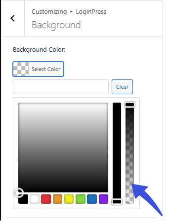 Transparency Option in Color Picker - LoginPress Customizer