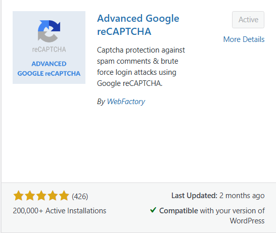 Advanced google recaptcha plugin by webfactory for wordpress captcha plugins