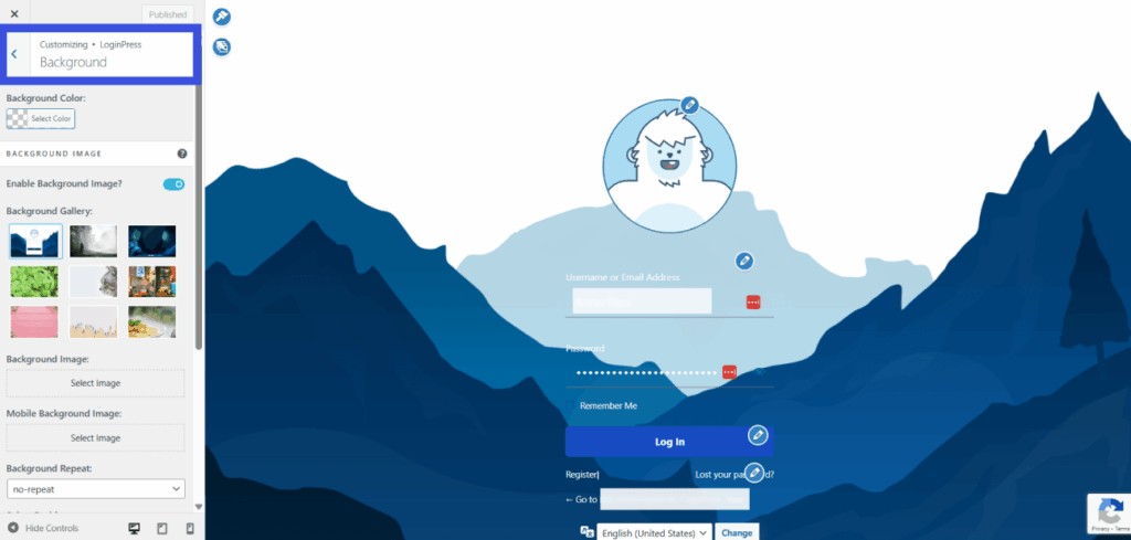 Background customization