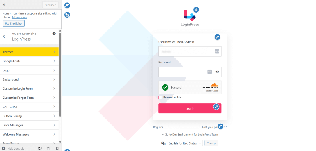 Loginpress customizer to customize woocommerce login form
