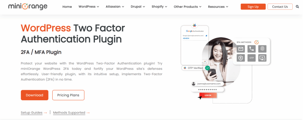 Miniorange 2fa plugin for login security in woocommerce 