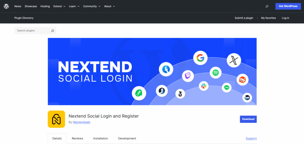 Nextend social login plugin for social logins in wordpress