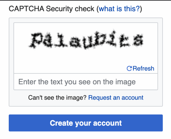 Distorted text form of captcha