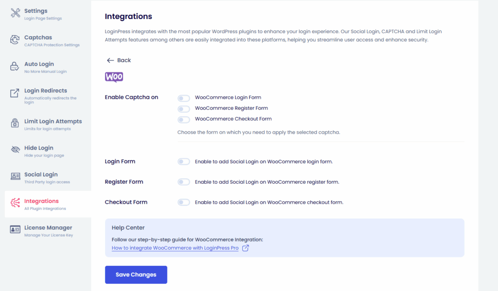 Woocommerce integration with loginpress for woocommerce login security 
