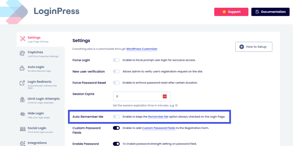 auto remember me option Auto remember me option in loginpress for wordpress login experience