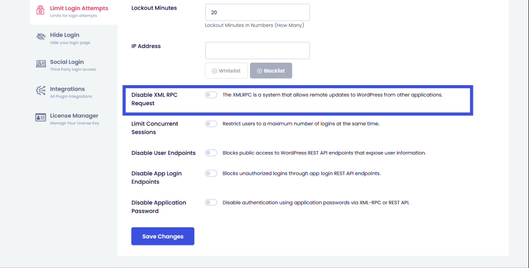 disable xml rpc Disable xml-rpc option for extra security