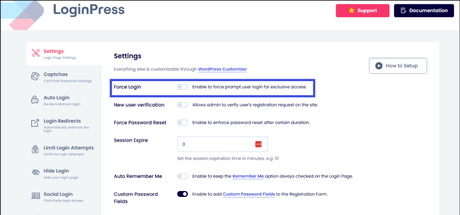 force login option Force login option in loginpress