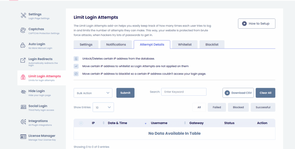 Limit login attempts feature to stop wordpress brute force attacks
