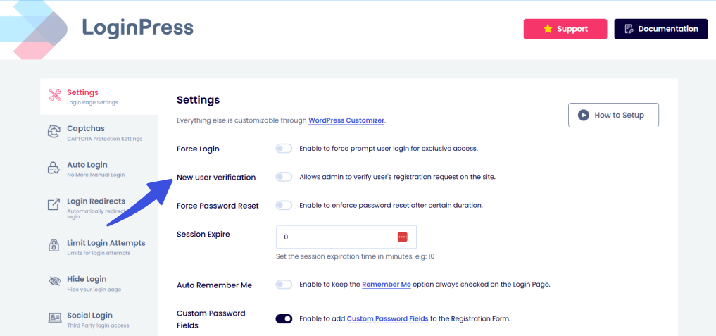 new user verification option New user verification option in loginpress