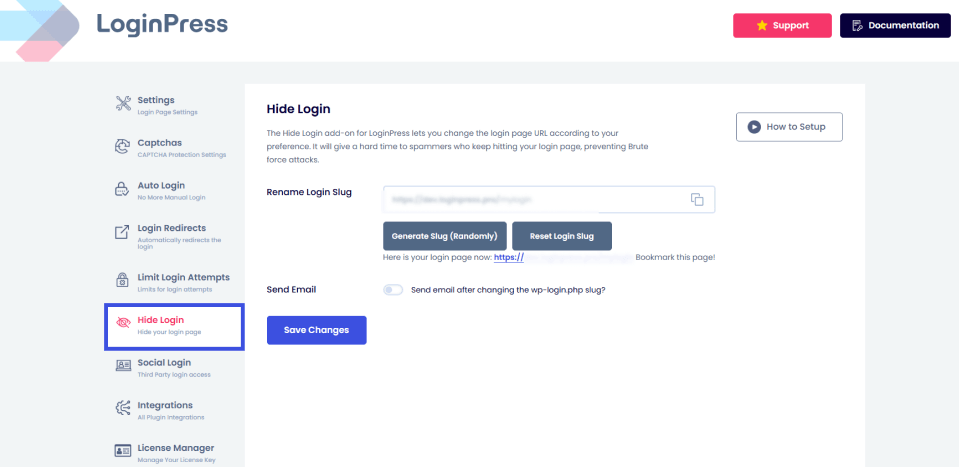 select hide login Select hide login addon option to hide wordpress login url