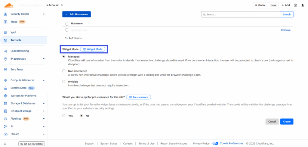 select widget media Select widget media type in cloudflare turnstile for wordpress