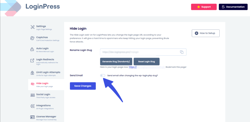 send email notification Send custom login slug in email to save and hide wordpress login url