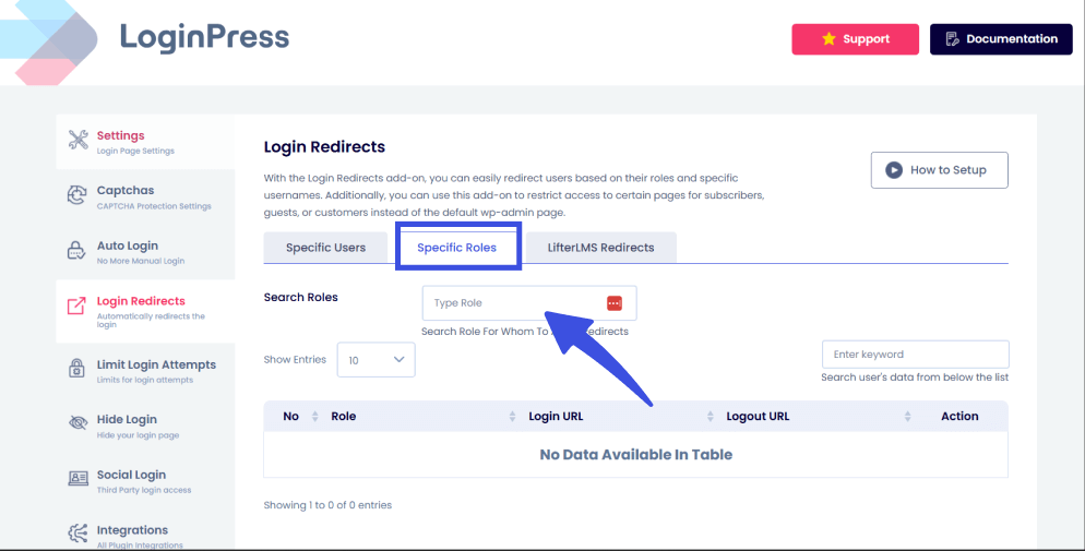 specefic roles option Specefic roles option for restrict access in wordpress by user role