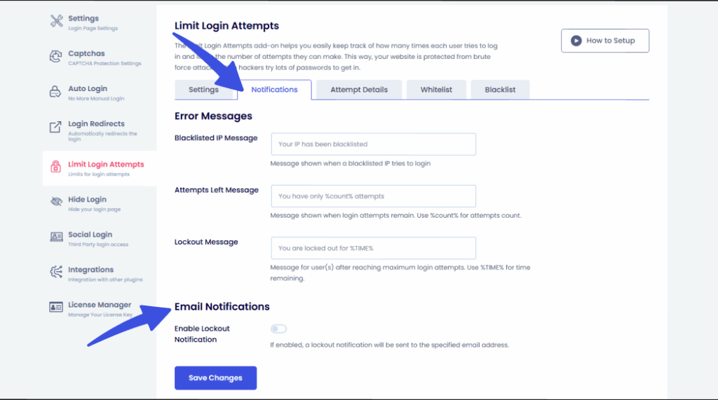 Enable email notifications for lockout messages for wordpress fraud prevention