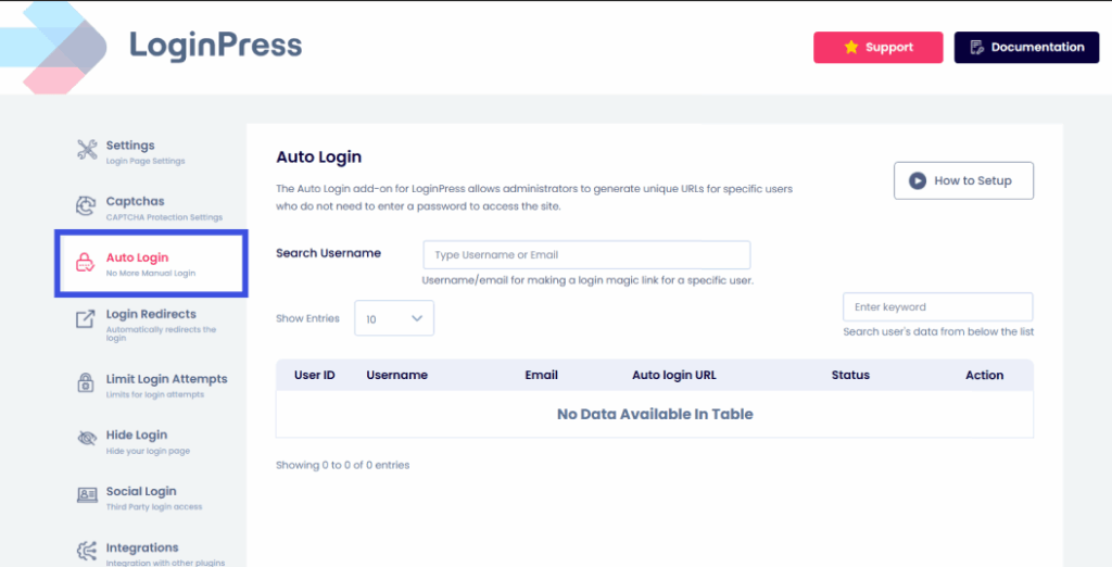 go to auto login Auto login feature in loginpress
