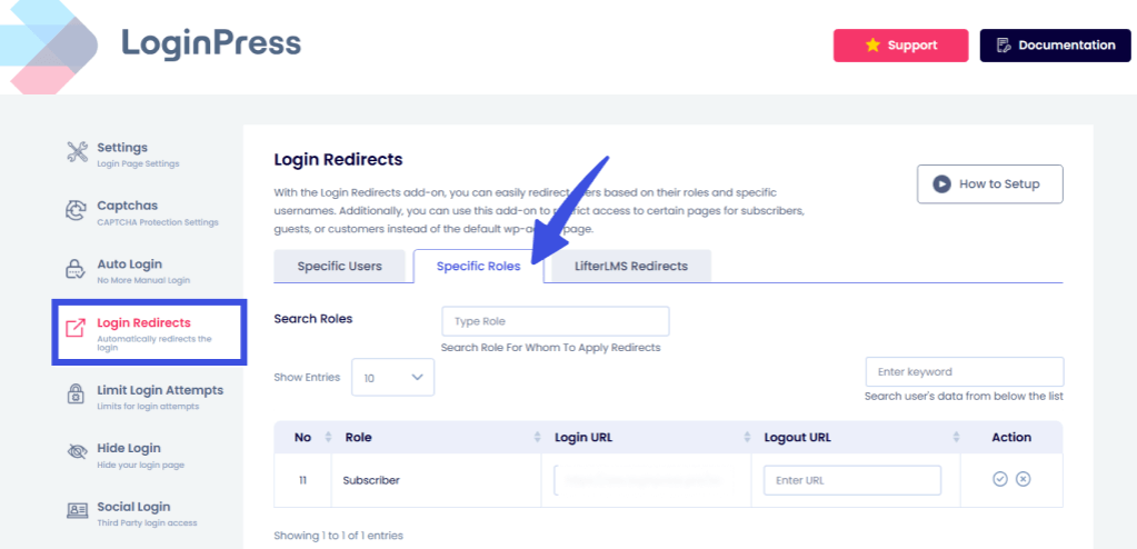 Go to specific roles tab