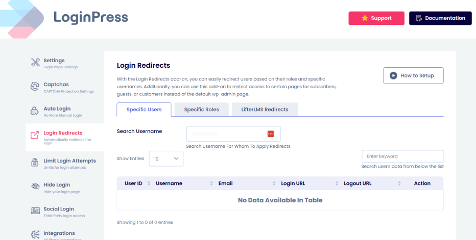 Login redirects option in loginpress to secure login ux in wordpress
