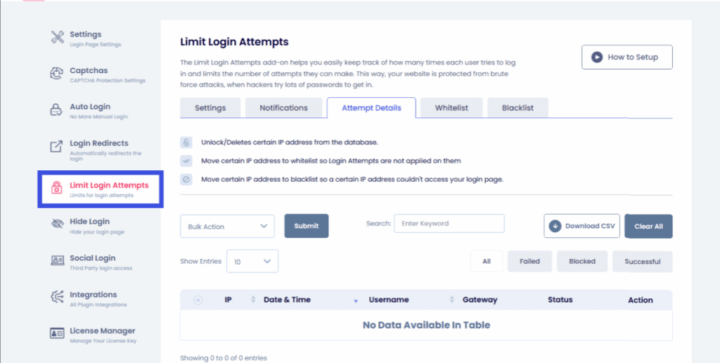 navigate to limit login attempts Navigate to limit login attempts option for learndash login page customization