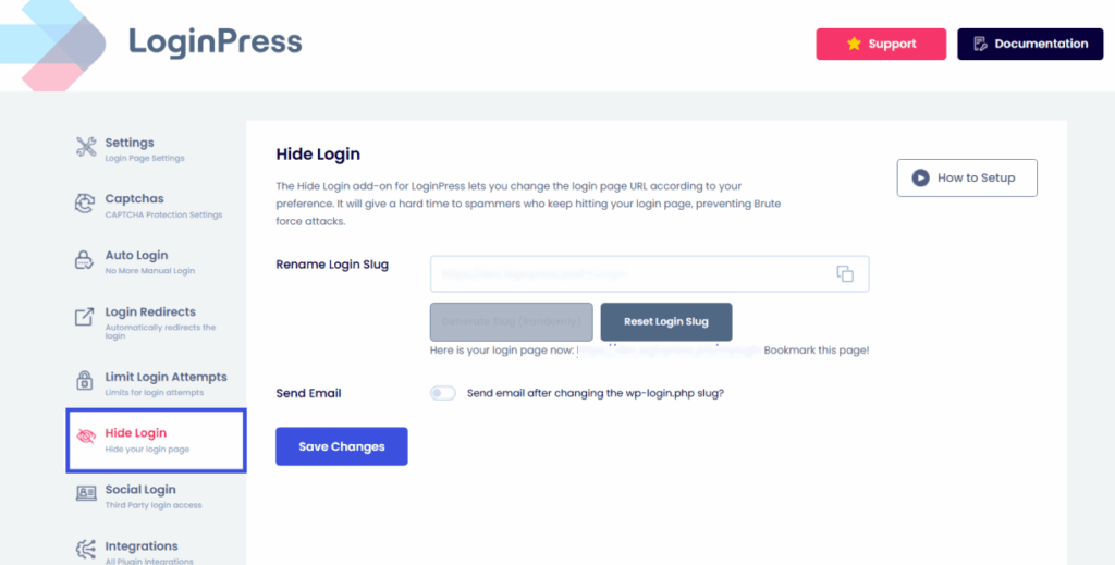 Select hide login options in loginpress