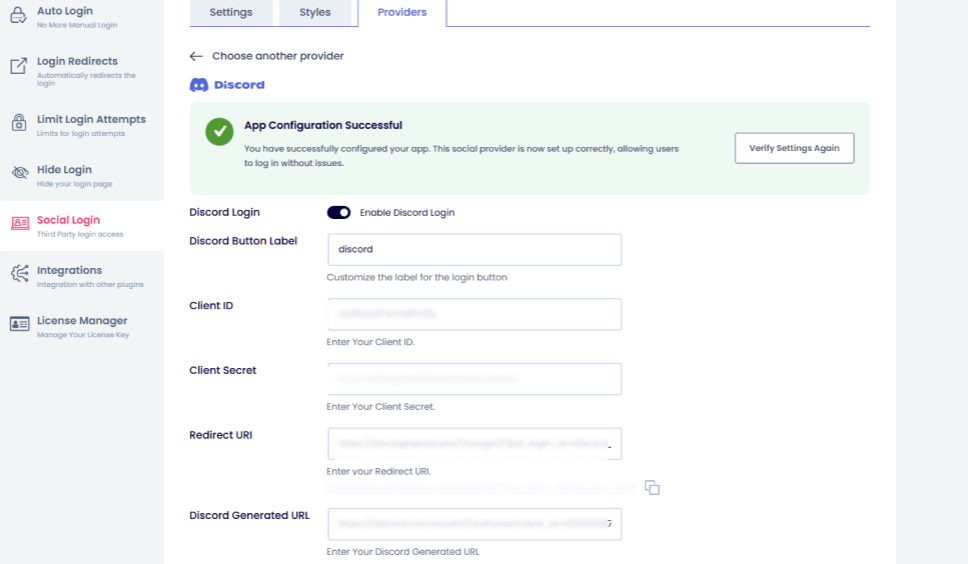 social login connection Social login connection by adding client keys