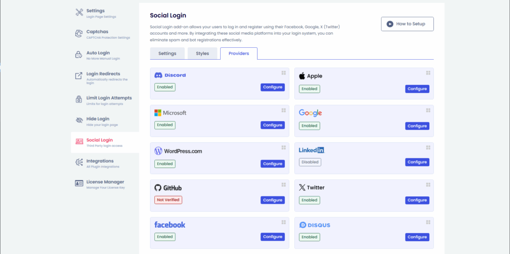 social login providers Social login providers in loginpress for woocommerce login page customization