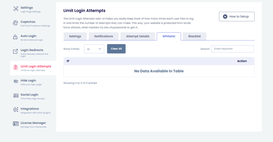 Whitelist and blacklist tabs in loginpress for wordpress fraud prevention