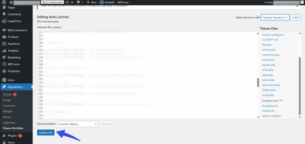 click update file button Click update file button