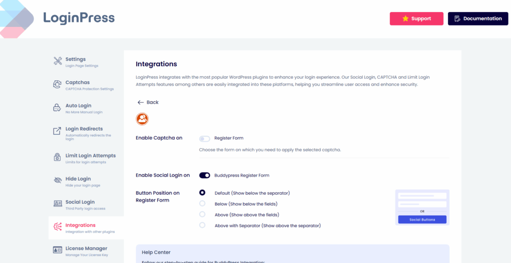 integrations section Integration section for community websites