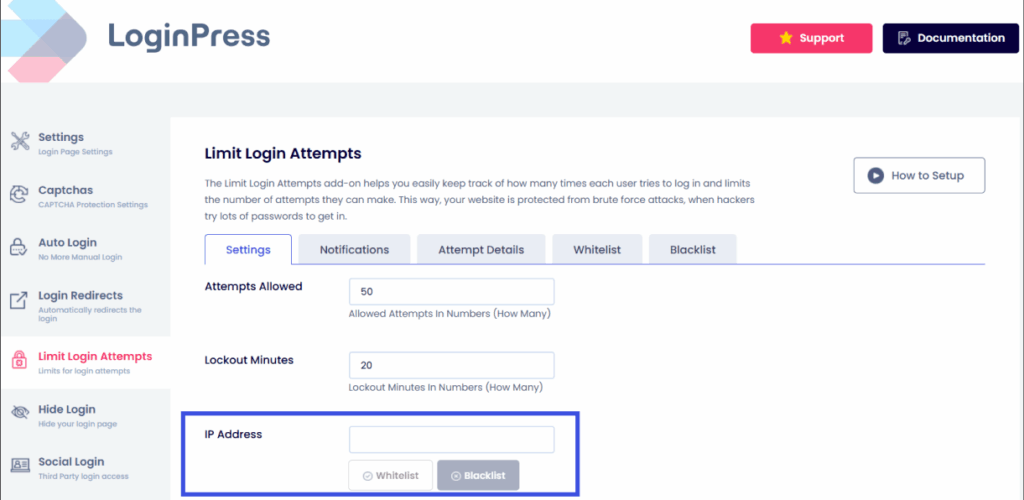 Ip address blocking in loginpress