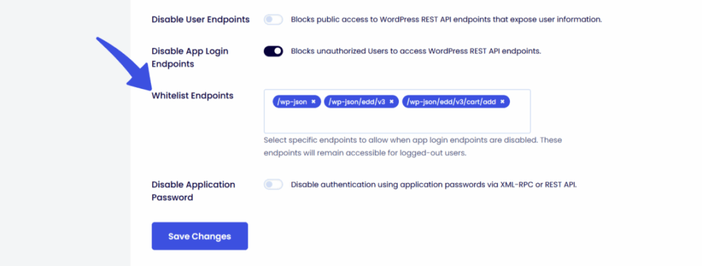 Add whitelisted ednpoints in the feild
