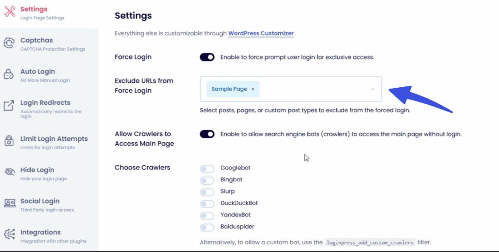 Force Login Exclusions