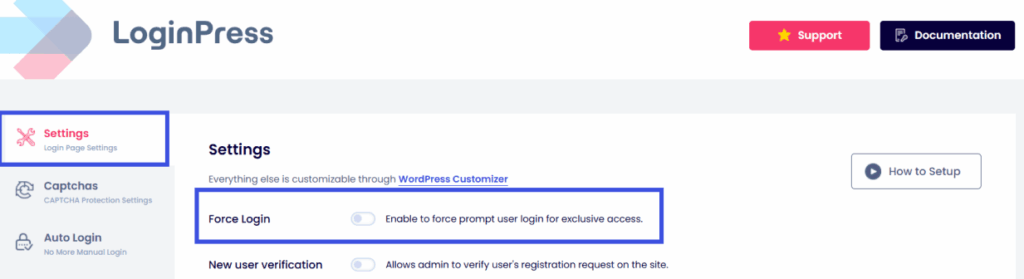 Force login option in loginpress