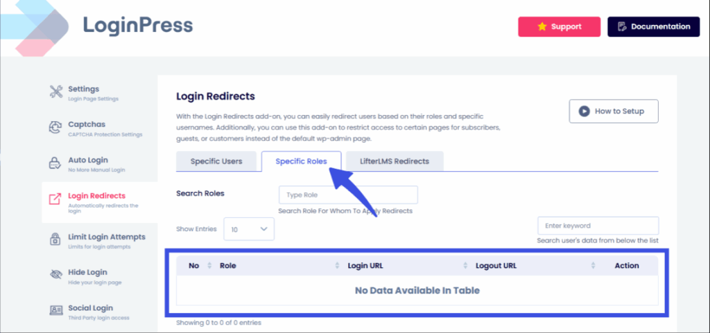 Redirect specific user roles to relevant pages using loginpress