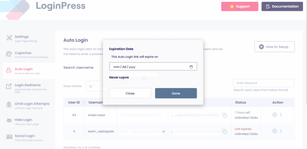 set link expiration Set link expiration for magic login link