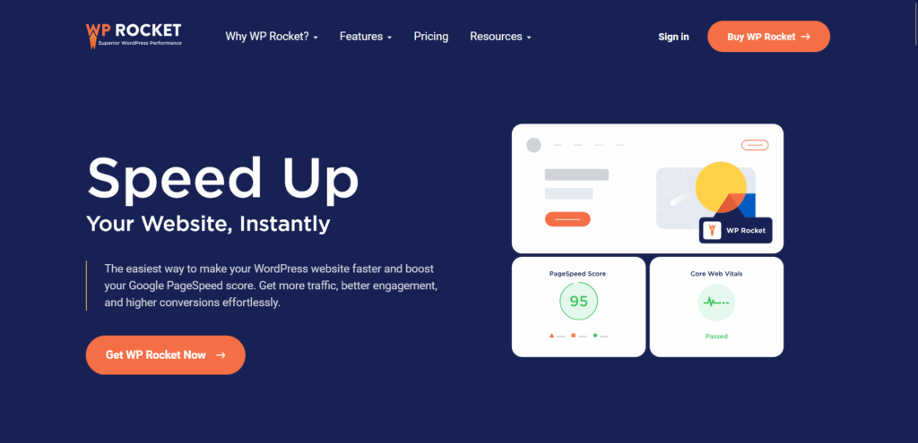 Wprocket option in wordpress management tool