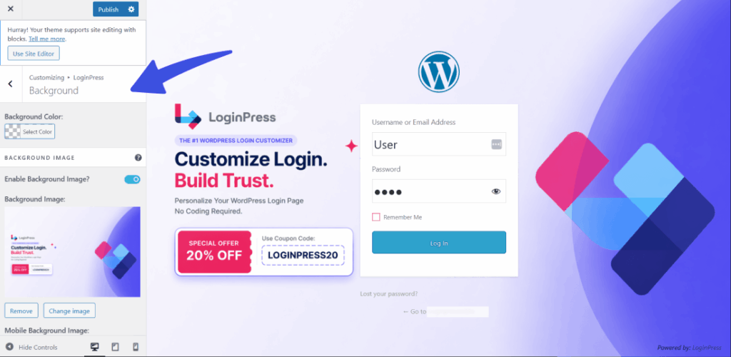 Add custom background Add custom background with promo to use wordpress login page as marketing funnel