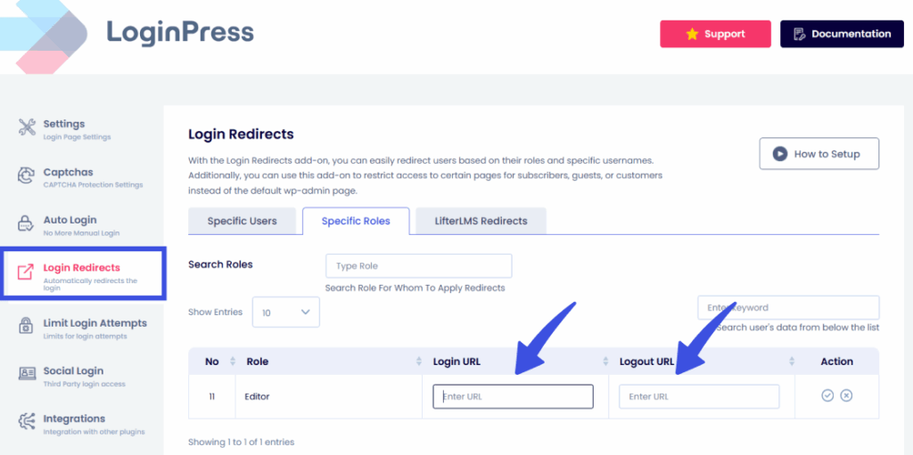 Add login custom redirect url Add login custom redirect url for redirect login page by user role
