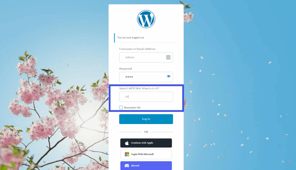 Math captcha on wordpress logins Math captcha on wordpress