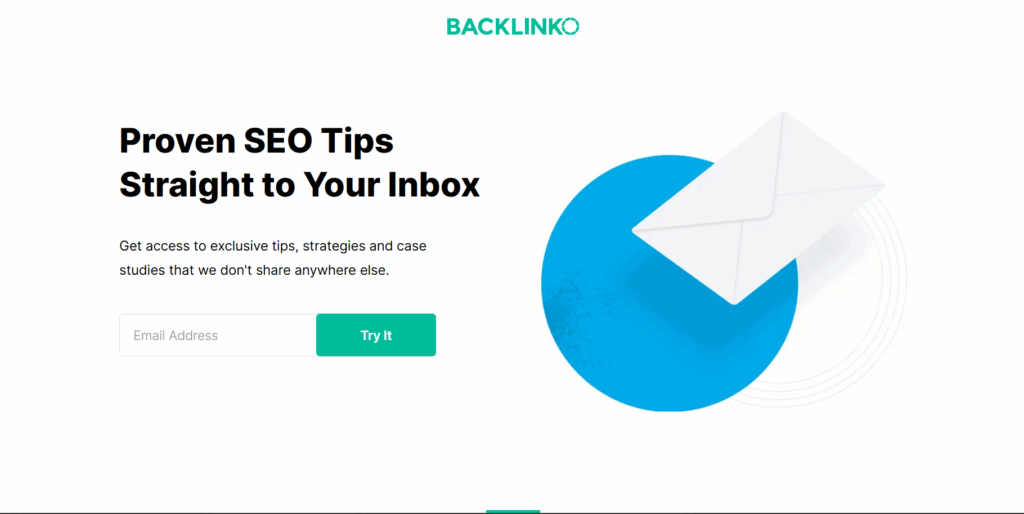 A clean lead generation landing page example by Backlinko.