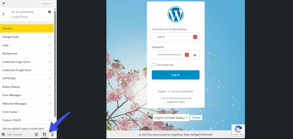 Device optimization Device previews and optimization in loginpress
