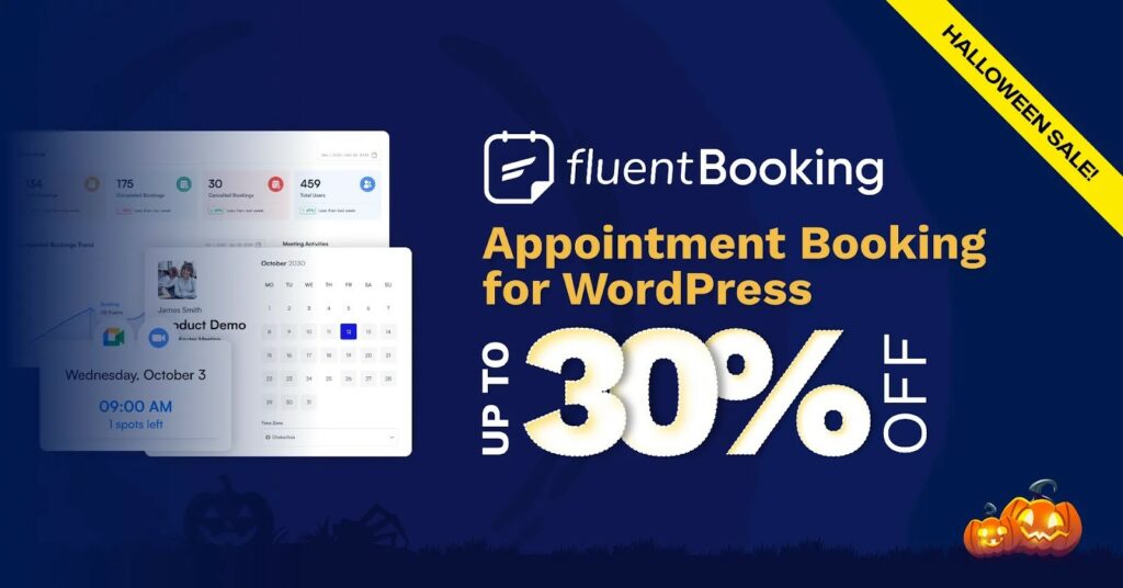 fluentbooking halloween 2026 FluentBooking Halloween Sale Banner