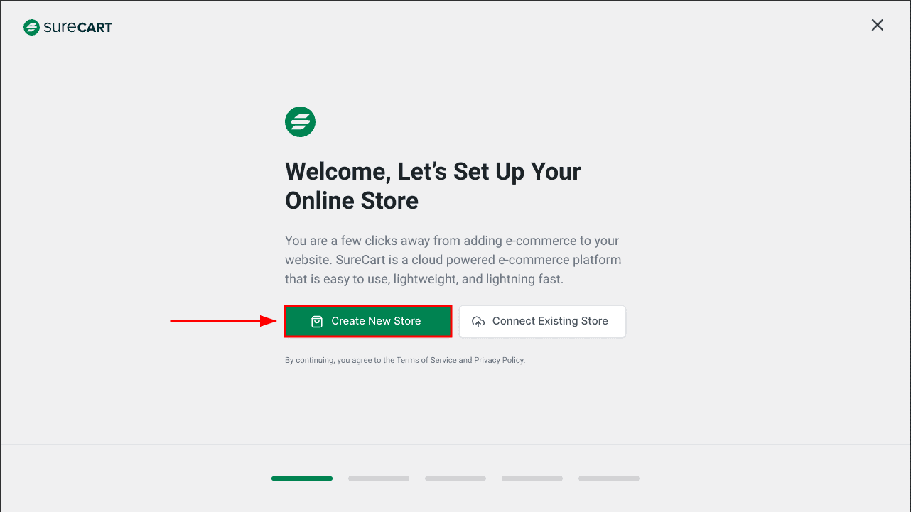 how to sell on wordpress without woocommerce 03 surecart setup screen with the create new store SureCart setup screen with the Create New Store button