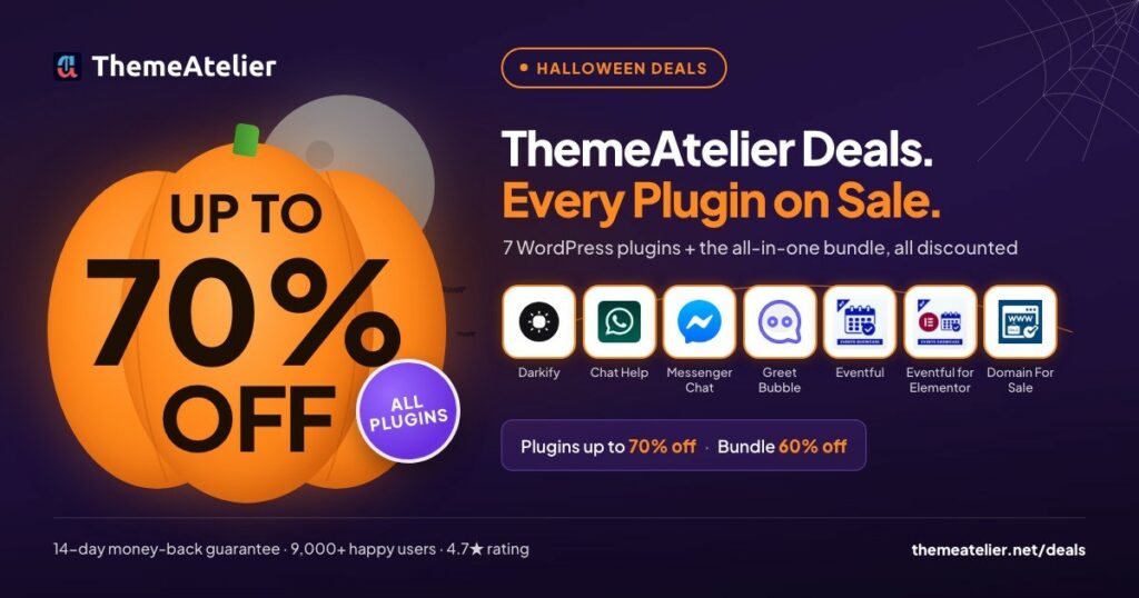 themeatelier halloween 2026 ThemeAtelier Deals Halloween Sale Banner