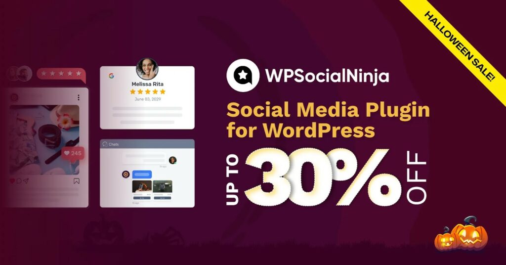 wp social ninja halloween 2026 WP Social Ninja Halloween Sale Banner